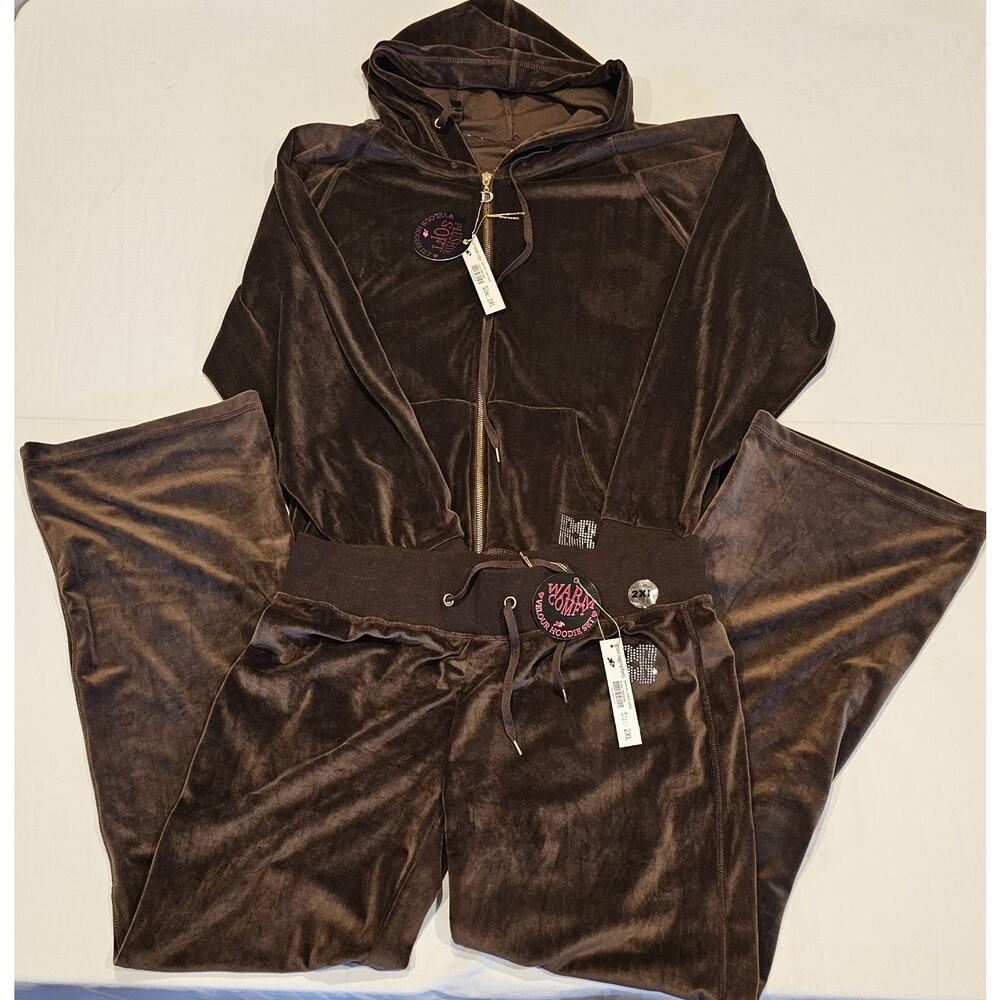 Dodo 2 Piece Velour Set Brown Size 2XL